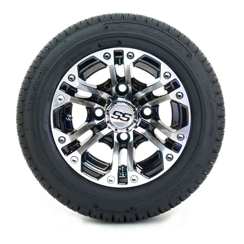 10″ GTW Specter Black and Machined Wheels with Fusion DOT Street Tires Set of 4