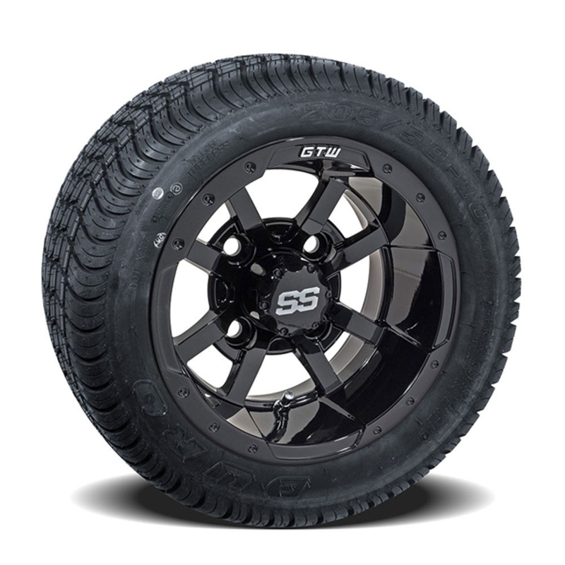 10″ GTW Storm Trooper Black Wheels with 18″ Fusion DOT Street Tires  Set of 4