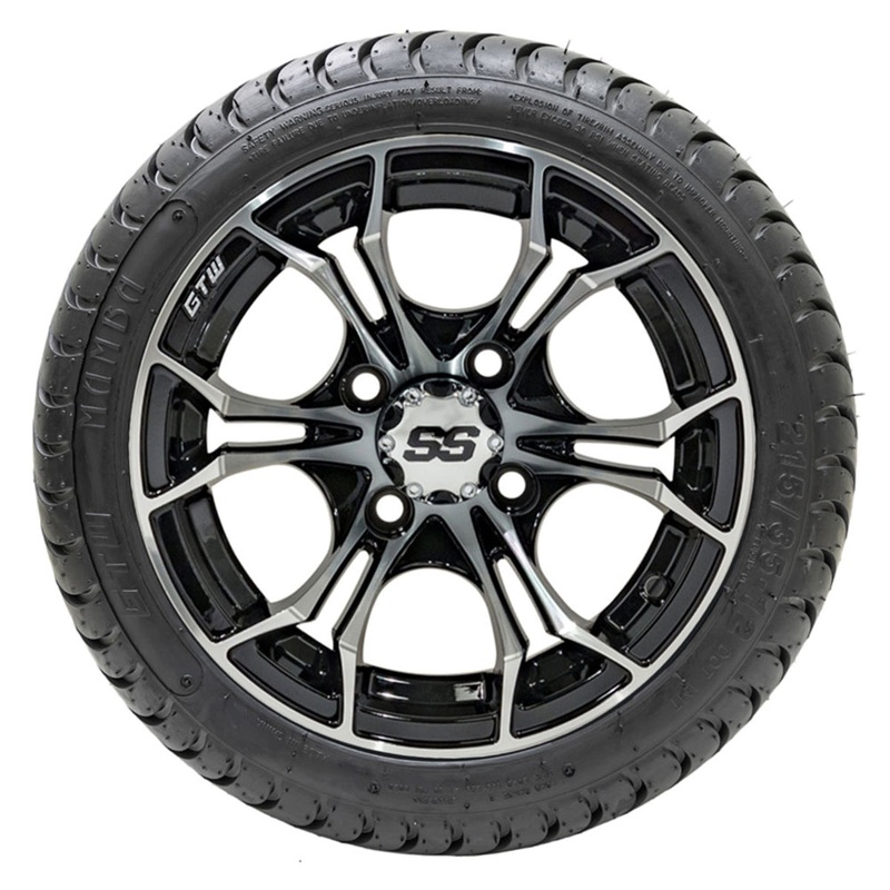12″ GTW Spyder Black and Machined Wheels with 18″ DOT Mamba Street Tires  Set of 4