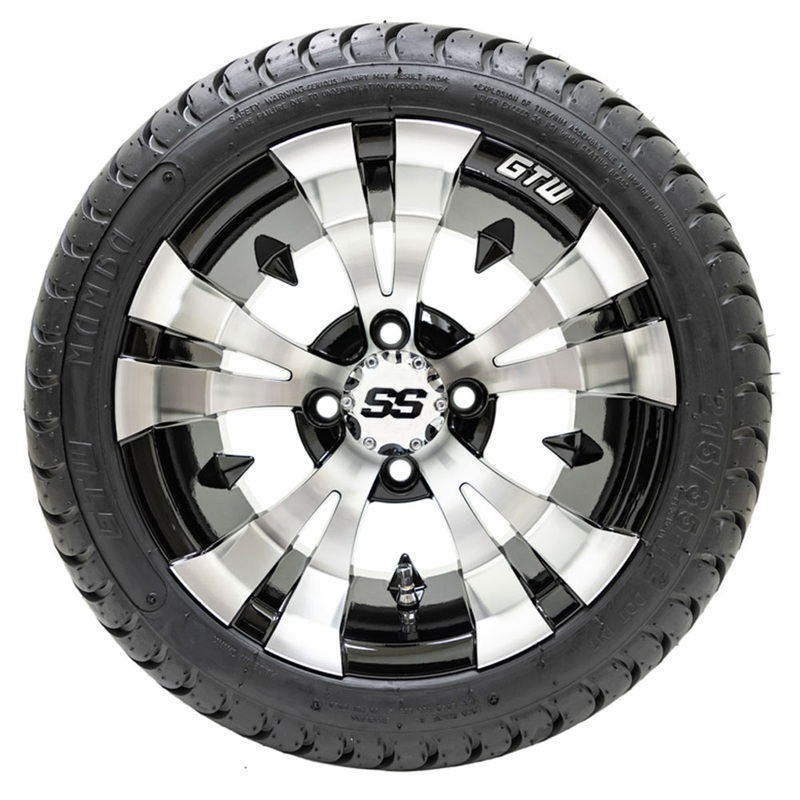 12″ GTW Vampire Black and Machined Wheels with 18″ DOT Mamba Street Tires  Set of 4