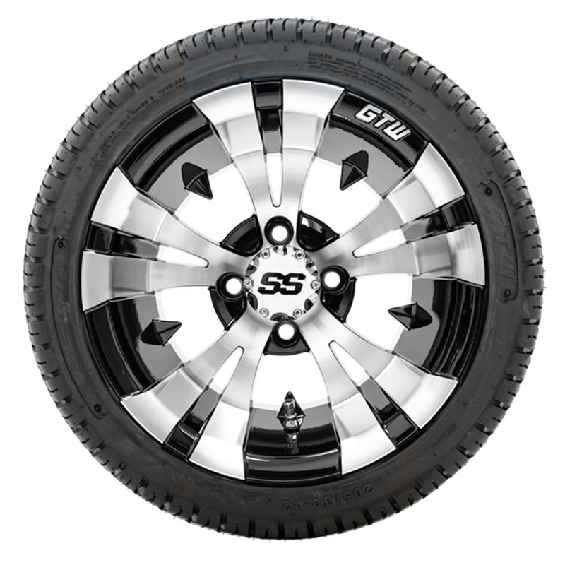 12″ GTW Vampire Black and Machined Wheels with 18″ Fusion DOT Street Tires  Set of 4