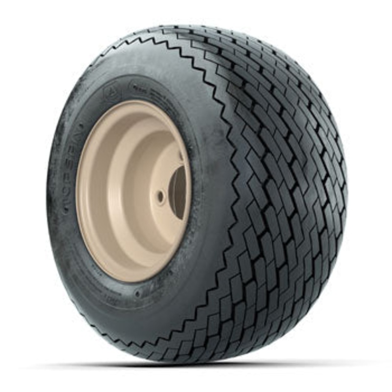 Beige Steel 8 in Wheels with 18 in GTW Topspin Tires – Set of 4
