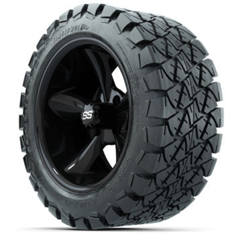 GTW Black Godfather 14 in Wheels with 22×10-14 Timberwolf All-Terrain Tires – Set of 4
