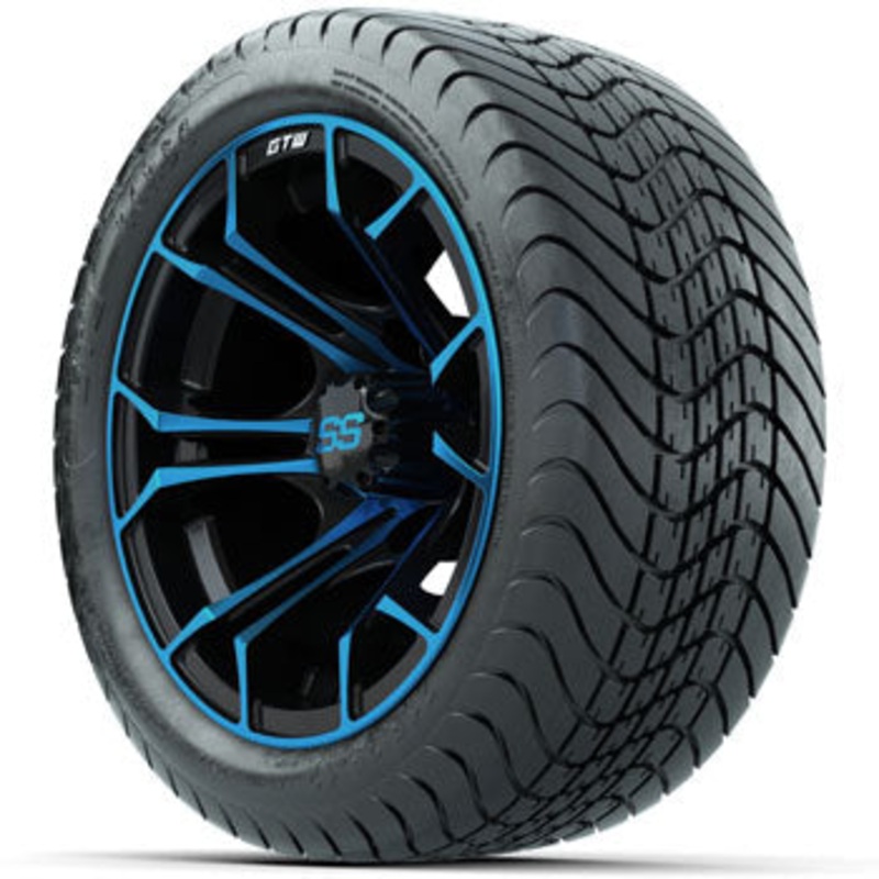 GTW Blue/Black Spyder 12 in Wheels with 215/35-12 Mamba Street Tires – Set of 4