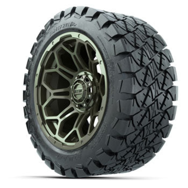 GTW Bravo Matte Recon Green 14 in Wheels with 22 in Timberwolf Mud Tires – Set of 4
