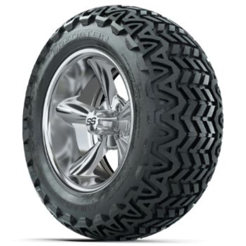 GTW Chrome Godfather 14 in Wheels with 23×10-14 GTW Predator All-Terrain Tires – Set of 4