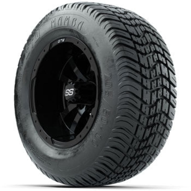 GTW Gloss Black Storm Trooper 10 in Wheels with 205/50-10 Mamba Street Tires – Set of 4