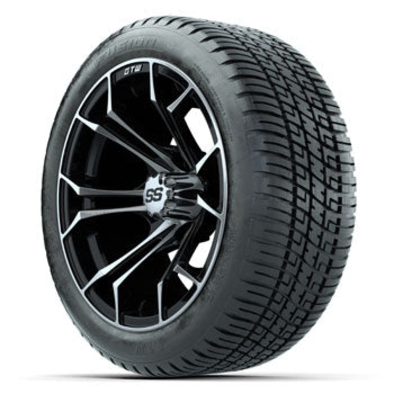 GTW Machined/Black Spyder 14 in Wheels with 205/30-14 Fusion Street Tires – Set of 4