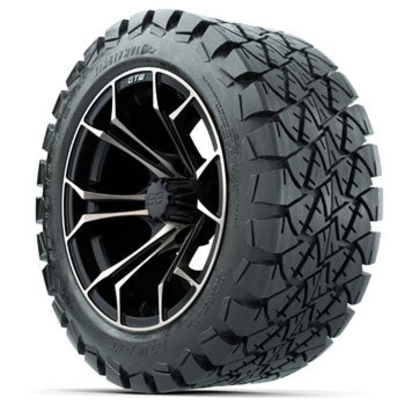GTW Matte Black/Bronze Spyder 14 in Wheels with 22×10-14 Timberwolf All-Terrain Tires – Set of 4