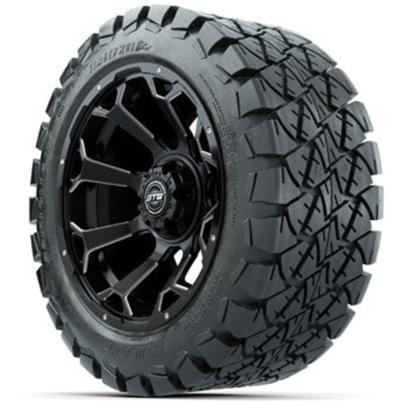 GTW Matte Black Raven 14 in Wheels with 22×10-14 Timberwolf All-Terrain Tires – Set of 4