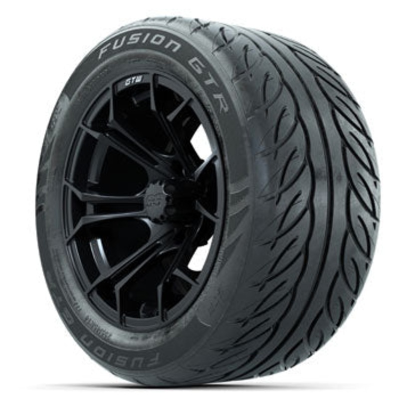 GTW Matte Black Spyder 14 in Wheels with 255/45-R14 Fusion GTR Street Tires – Set of 4