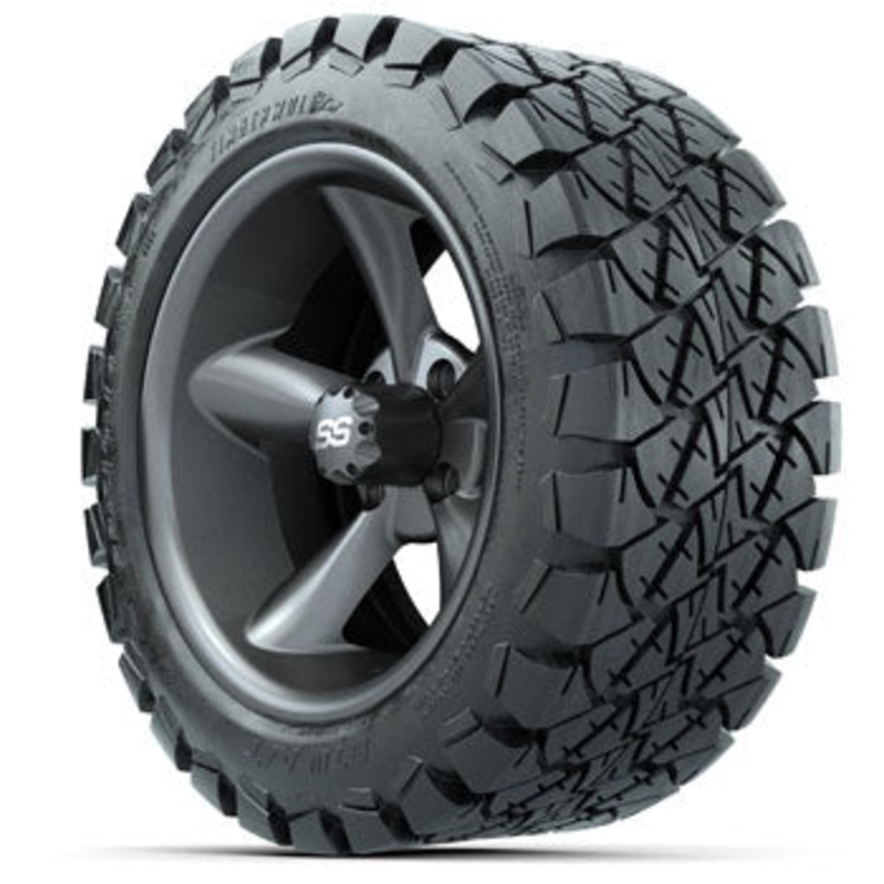 GTW Matte Gray Godfather 14 in Wheels with 22×10-14 Timberwolf All-Terrain Tires – Set of 4