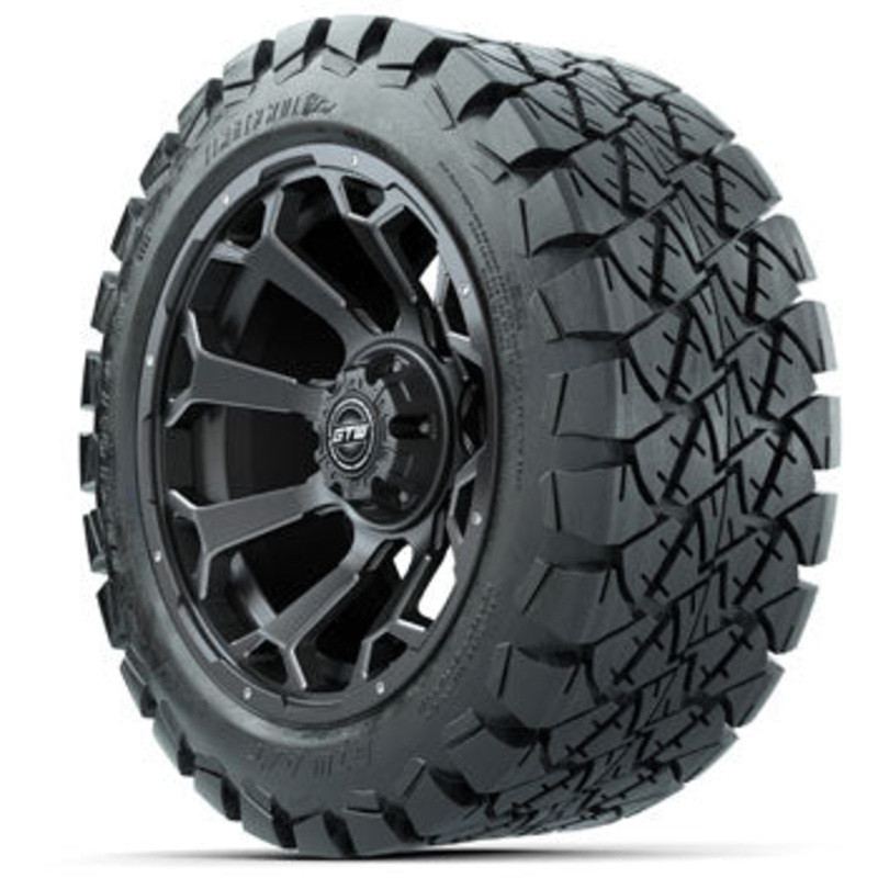 GTW Matte Gray Raven 14 in Wheels with 22×10-14 Timberwolf All-Terrain Tires – Set of 4