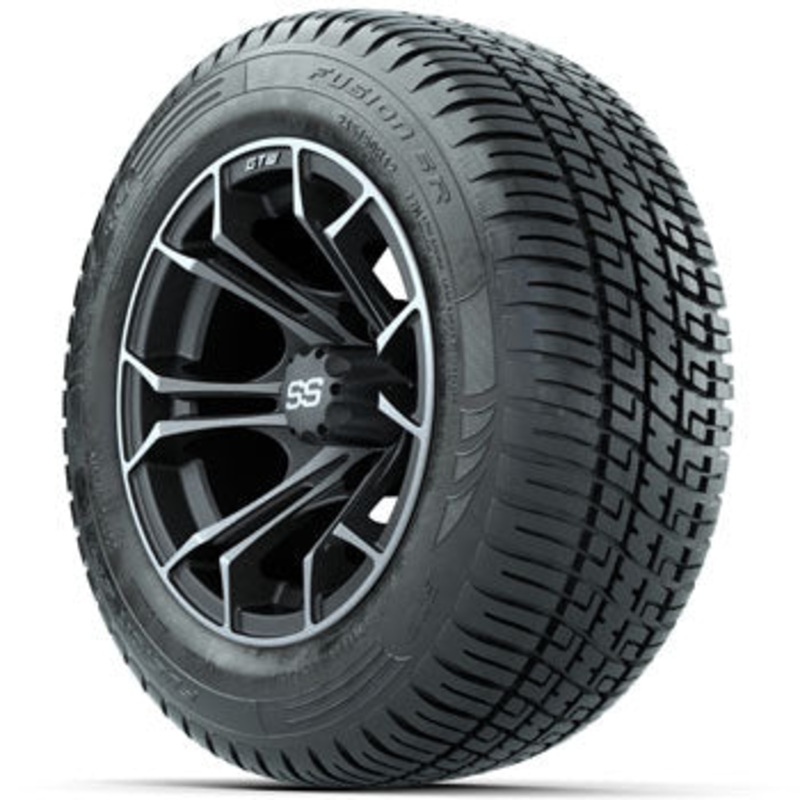 GTW Matte Machined/Gray Spyder 12 in Wheels with 215/50-R12 Fusion S/R Street Tires – Set of 4