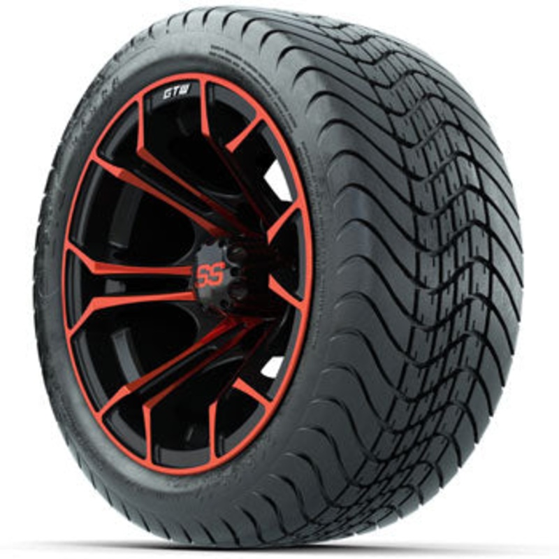 GTW Red/Black Spyder 12 in Wheels with 215/35-12 Mamba Street Tires – Set of 4