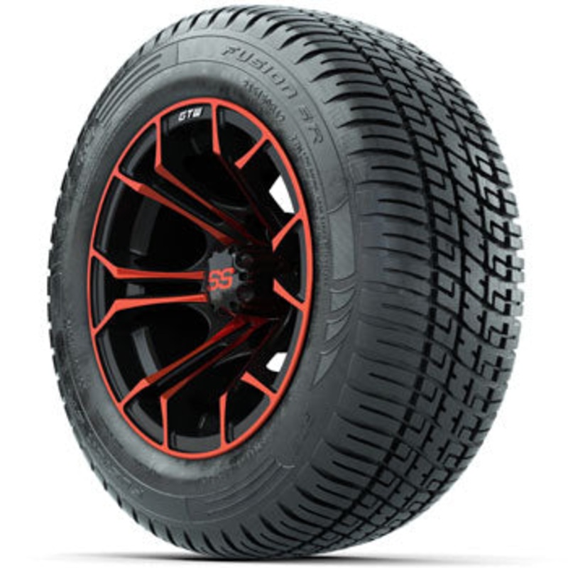 GTW Red/Black Spyder 12 in Wheels with 215/50-R12 Fusion S/R Street Tires – Set of 4