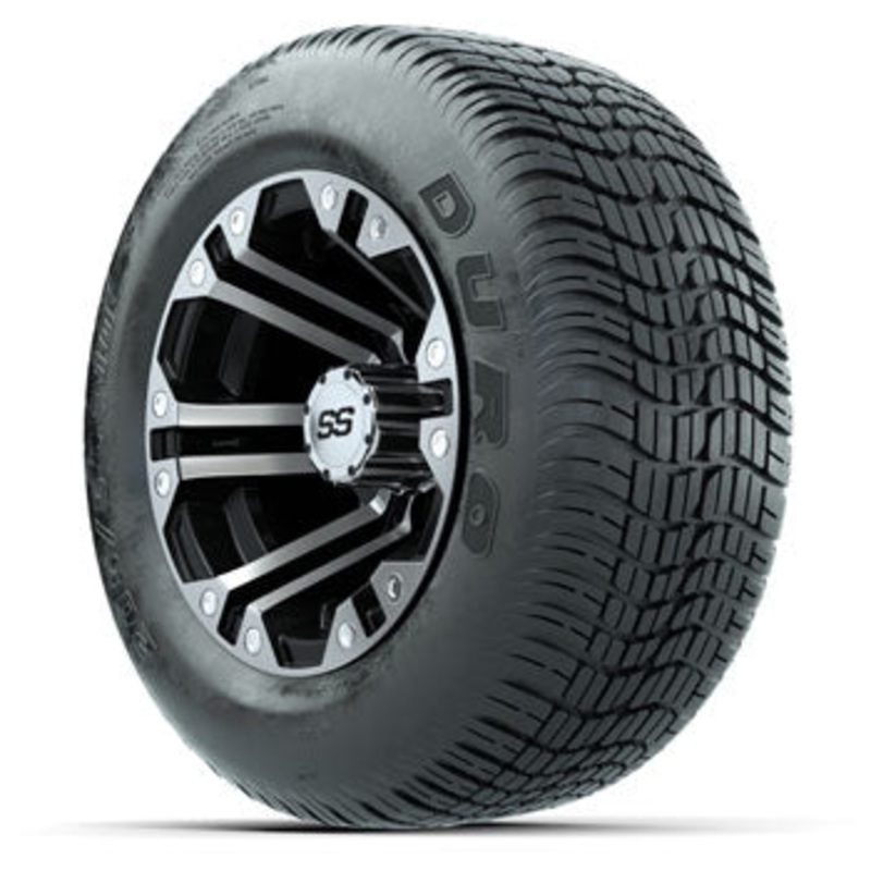 GTW Specter Black and Machined 10 in Wheels with 20 in Duro Lo-Pro Street Tires – Set of 4