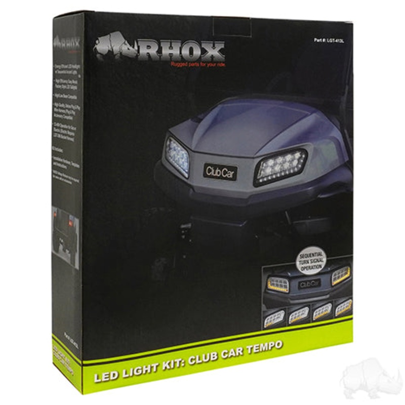 RHOX LED Light Kit w/Sequential Accent Lights and Plug and Play Harness – Club Car Tempo – 12-48V