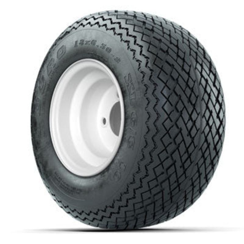 White Steel 8 in Wheels with 18 in Duro Sawtooth Tires 6-Ply – Set of 4
