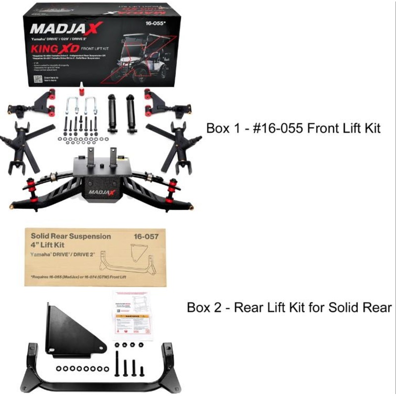4 MadJax King XD Lift Kit for Yamaha G29/Drive & Drive2 with Solid/Fixed Rear Axel