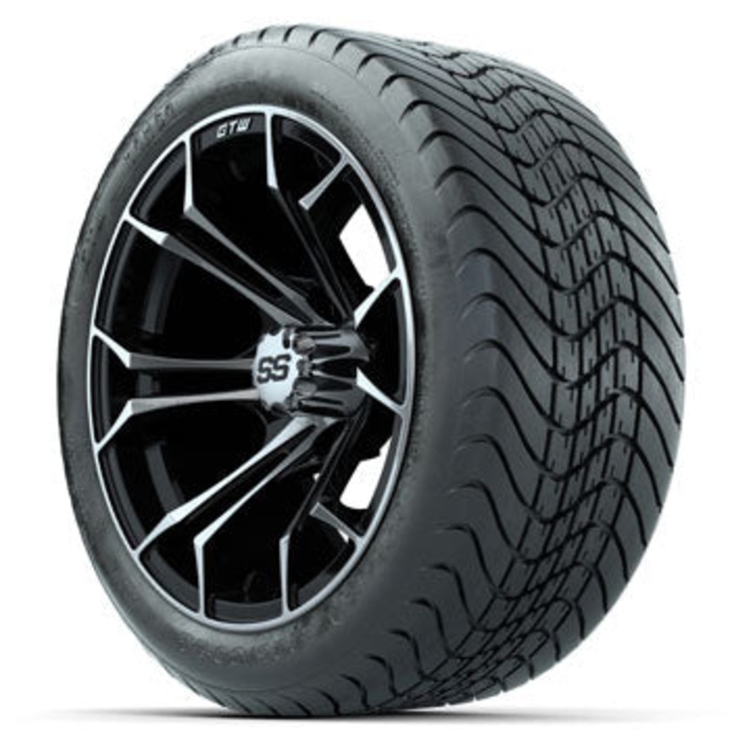 GTW Machined/Black Spyder 14 in Wheels with 225/30-14 Mamba Street Tires – Set of 4