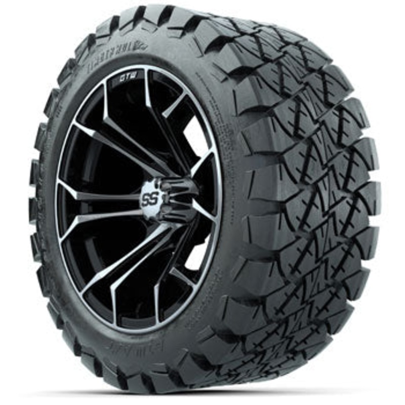 GTW Machined/Black Spyder 14 in Wheels with 22×10-14 Timberwolf All-Terrain Tires – Set of 4