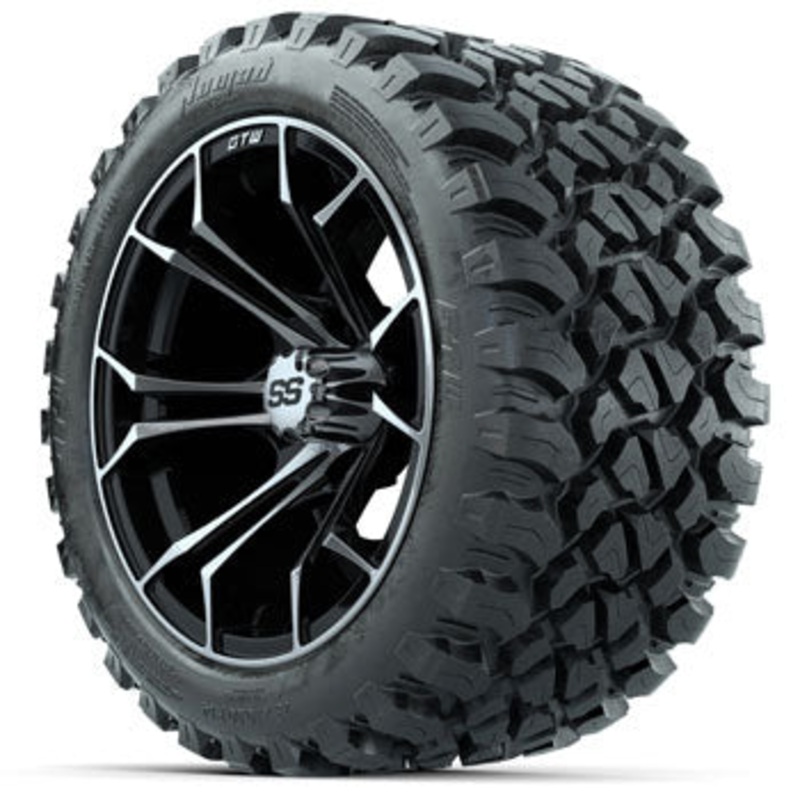 GTW Machined/Black Spyder 14 in Wheels with 23×10-14 Nomad All-Terrain Tires – Set of 4