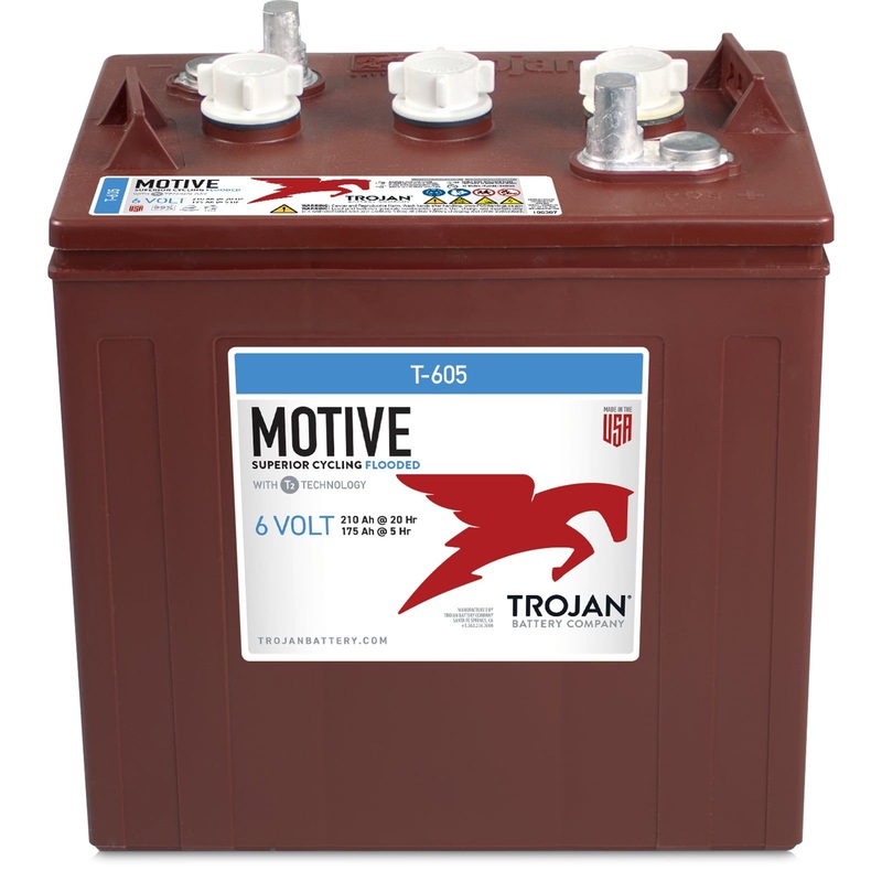 Trojan Motive T-605 6V 210Ah Flooded Lead Acid GC2 Deep Cycle Battery 1X