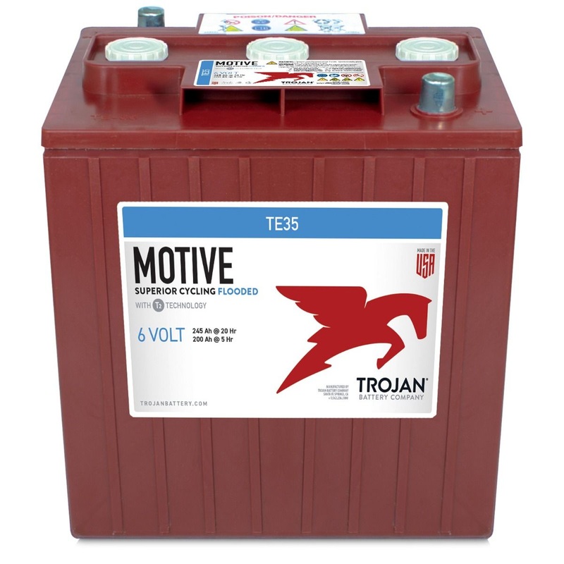 Trojan TE35 6V 245Ah Flooded Lead Acid Golf Cart Battery 1X
