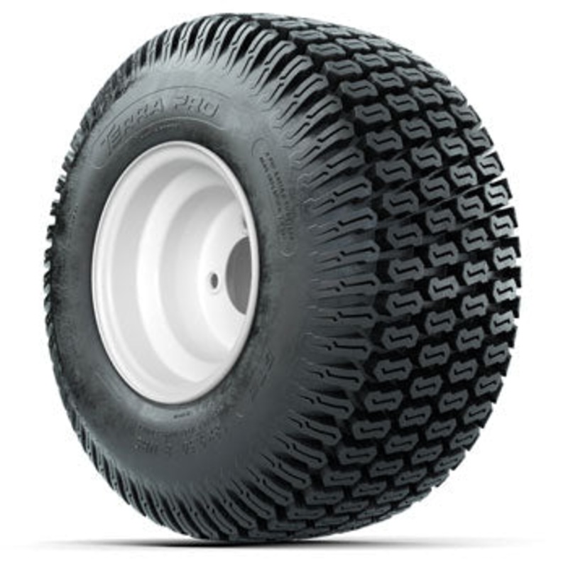 White Steel 8 in Wheels with 18 in GTW S-Tread Traction Tires – Set of 4