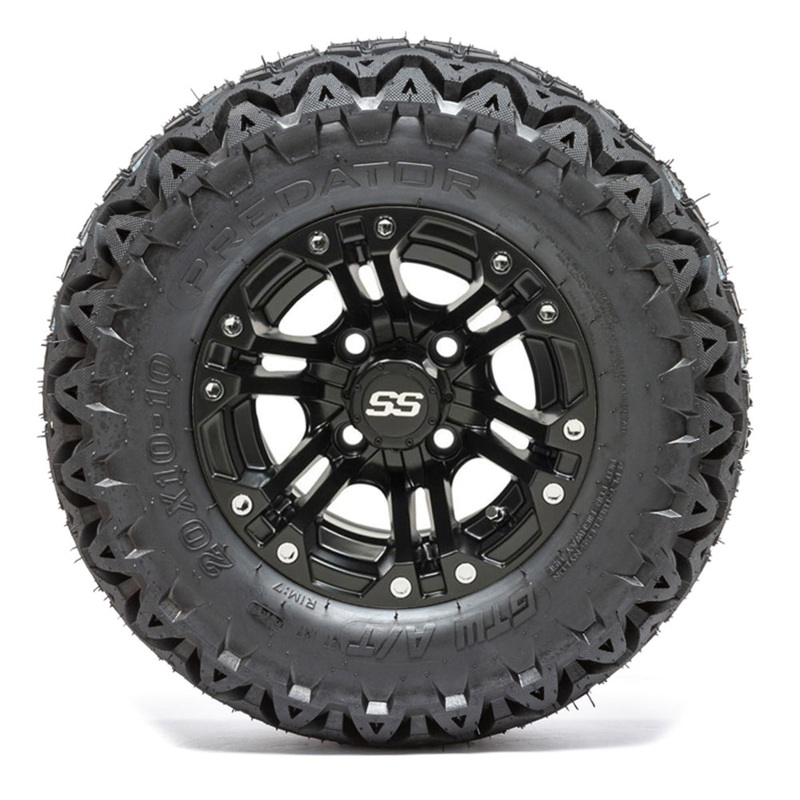 10″ Specter Matte Black Wheels and A/T Tires  Set of 4