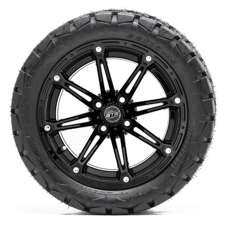 14″ GTW Element Matte Black Wheels with 22in Timberwolf Mud Tires  Set of 4