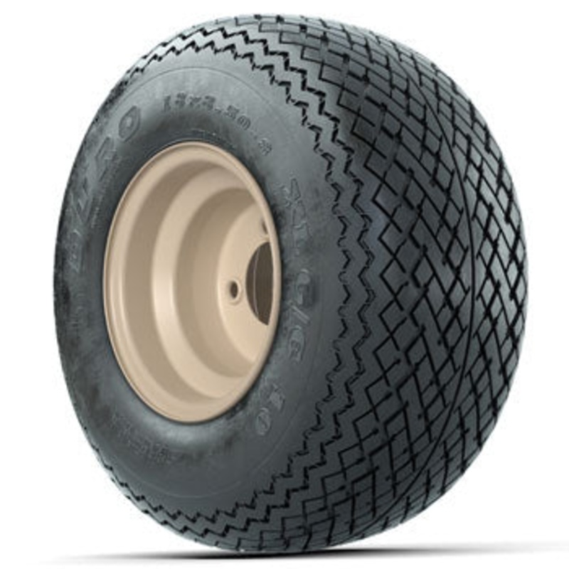 Beige Steel 8 in Wheels with 18 in Duro Sawtooth G/C10 Tires – Set of 4