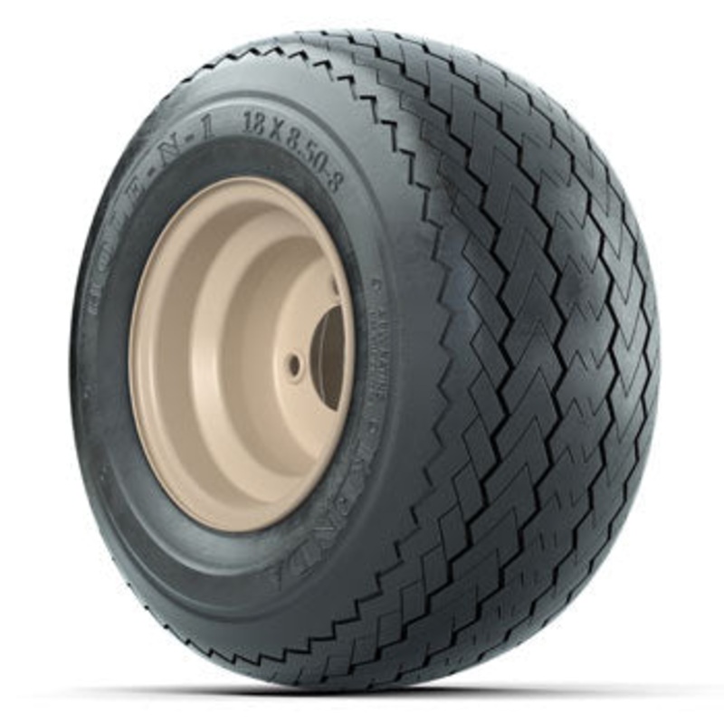 Beige Steel 8 in Wheels with 18 in Kenda Hole-N-1 Tires – Set of 4