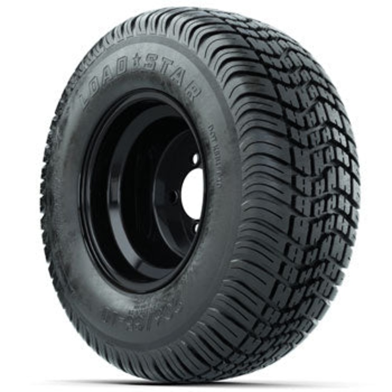 Black Steel Offset 10 in Wheels with 205/65-10 Kenda Load Star Street Tires – Set of 4