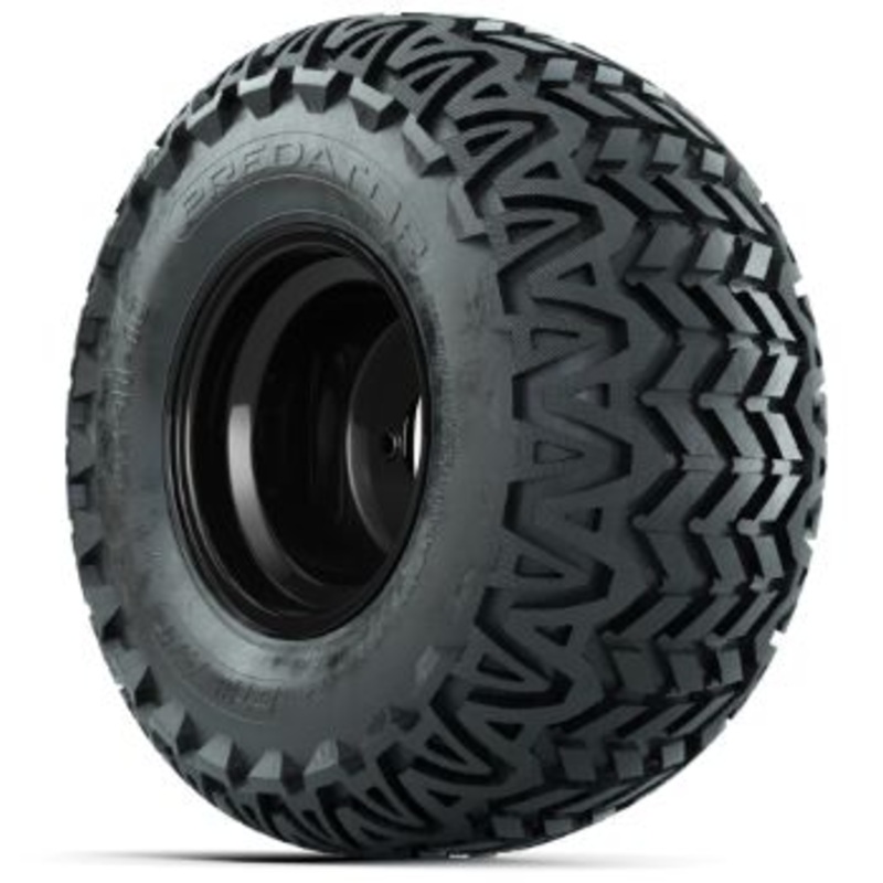 Black Steel Offset 10 in Wheels with 22×11-10 Predator All-Terrain Tires – Set of 4