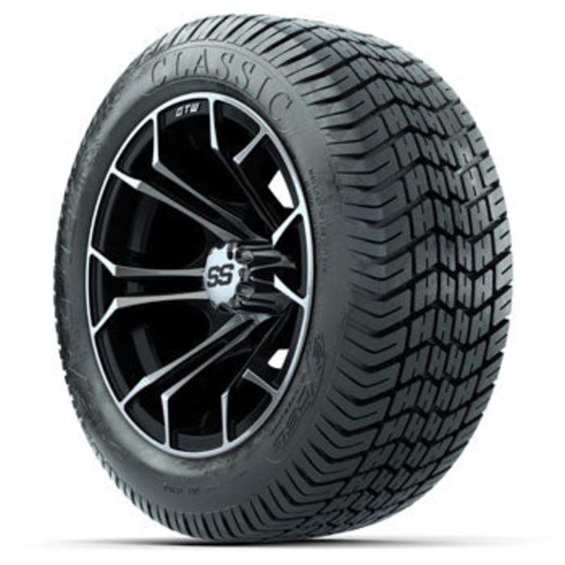 GTW Machine/Black Spyder 12 in Wheels with 215/40-12 Excel Classic Street Tires – Set of 4