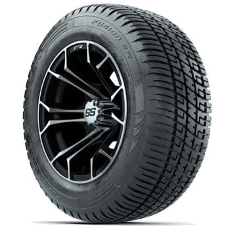 GTW Machined/Black Spyder 12 in Wheels with 215/50-R12 Fusion S/R Street Tires – Set of 4