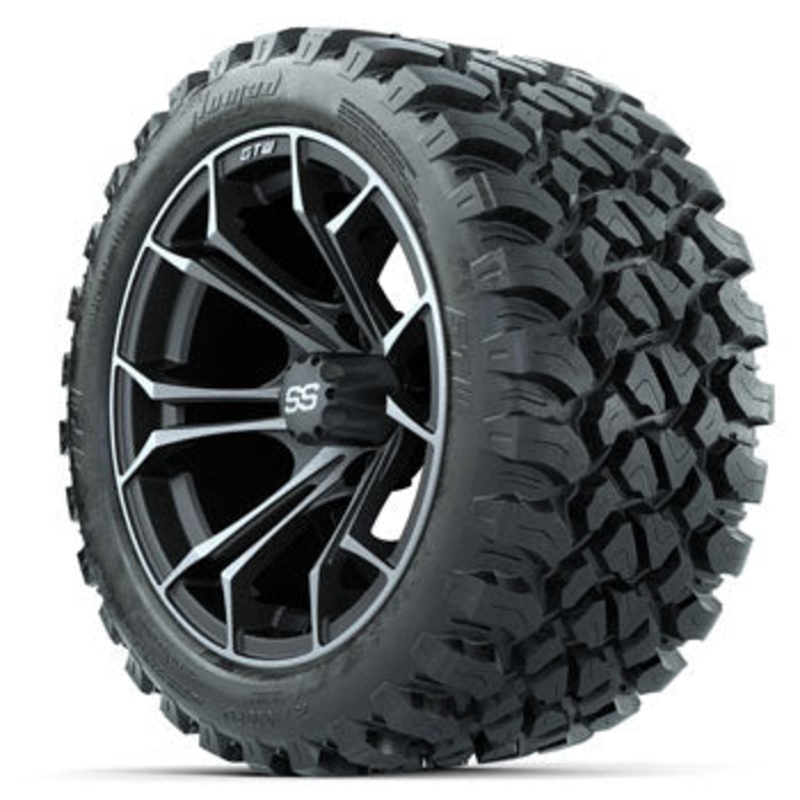 GTW Matte Machined/Gray Spyder 14 in Wheels with 23×10-14 Nomad All-Terrain Tires – Set of 4