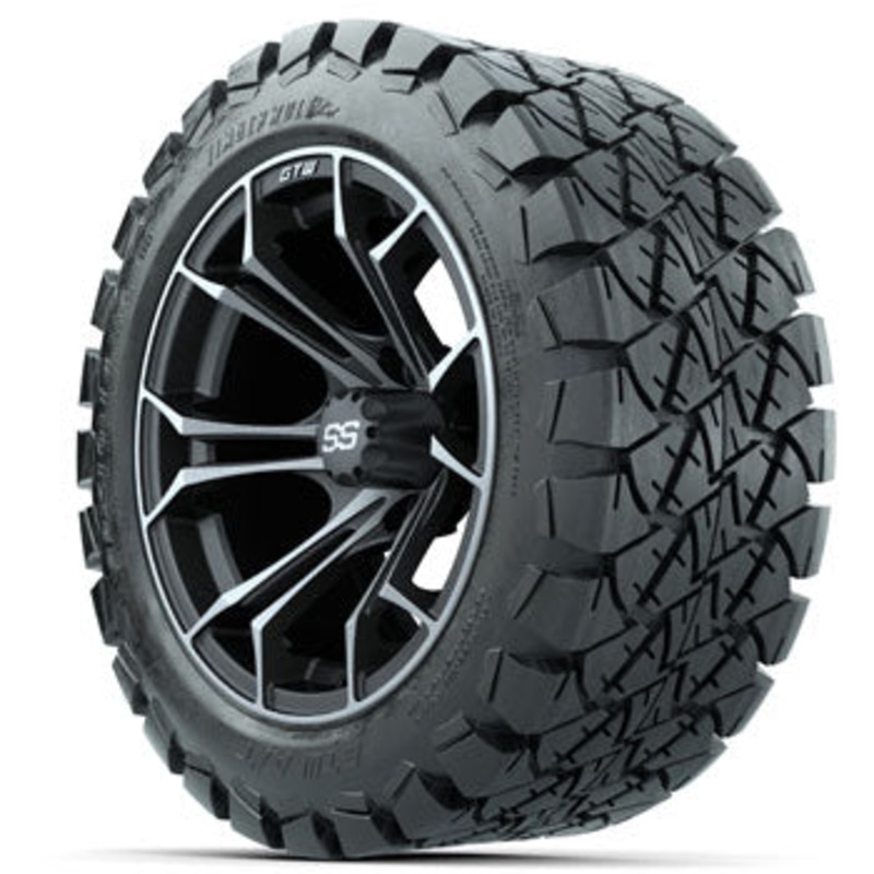 GTW Spyder Wheels 14 in Wheels with 22×10-14 in Timberwolf All Terrain Tires – Set of 4