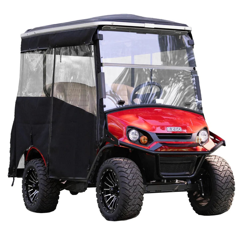 RedDot EZGO Express S4 Elite with 80″ Non Modular Top Allguard Black 3-Sided Track Style Enclosure (Years 2023-Up)