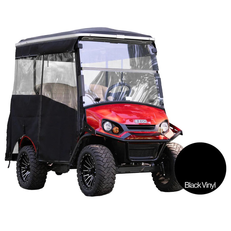 RedDot EZGO Express S4 Elite with 80″ Non Modular Top Black 3-Sided Track Style Vinyl Enclosure (Years 2023-Up)