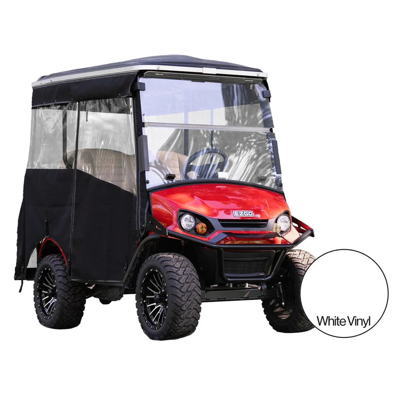 RedDot EZGO Express S4 Elite with 80″ Non Modular Top White 3-Sided Track Style Vinyl Enclosure (Years 2023-Up)