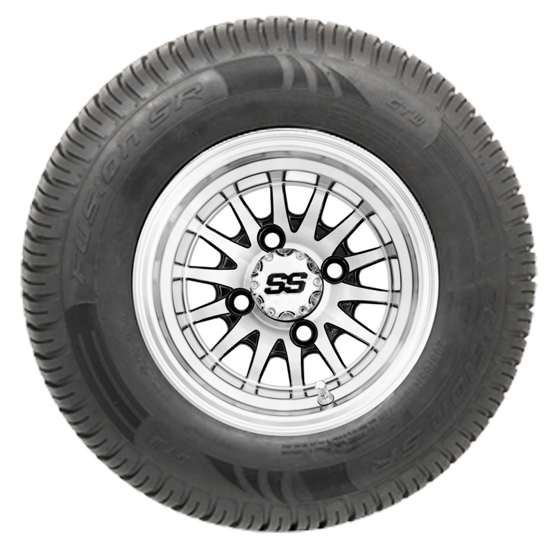 10″ GTW Medusa Black and Machined Wheels with 20″ Fusion DOT Street Tires- Set of 4