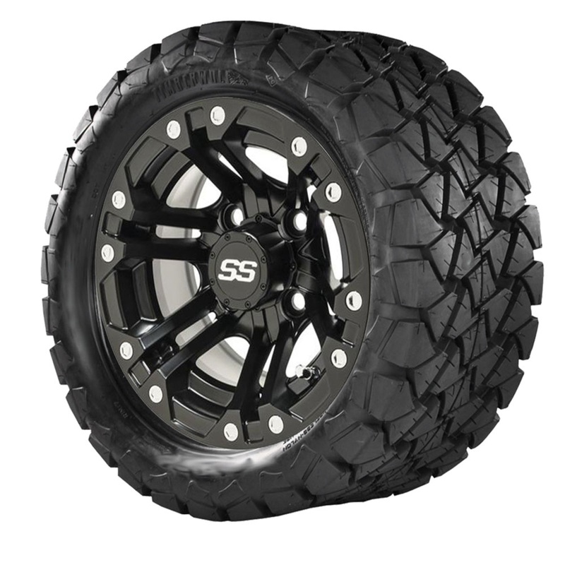 10″ GTW Specter Matte Black Wheels with 22″ Timberwolf Mud Tires  Set of 4