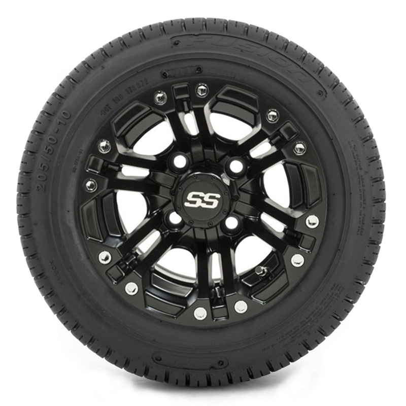10″ GTW Specter Matte Black Wheels with DOT Approved Fusion Street Tires  Set of 4