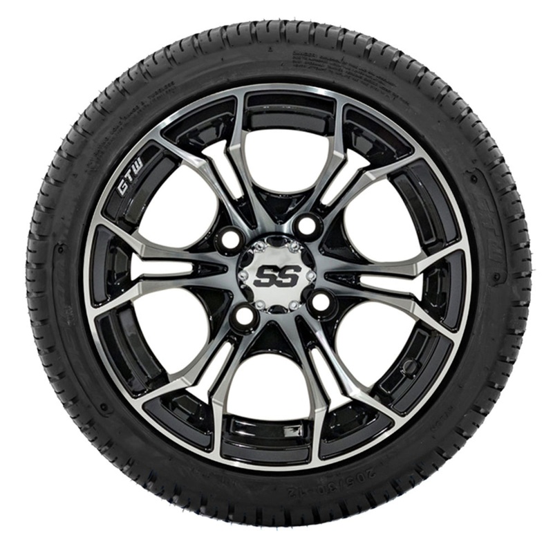 12″ GTW Spyder Machined and Black Wheels with 18″ Fusion DOT Street Tires  Set of 4