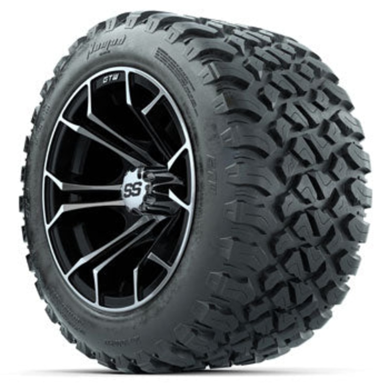 GTW Machined/Black Spyder 12 in Wheels with 20×10-R12 Nomad All-Terrain Tires – Set of 4