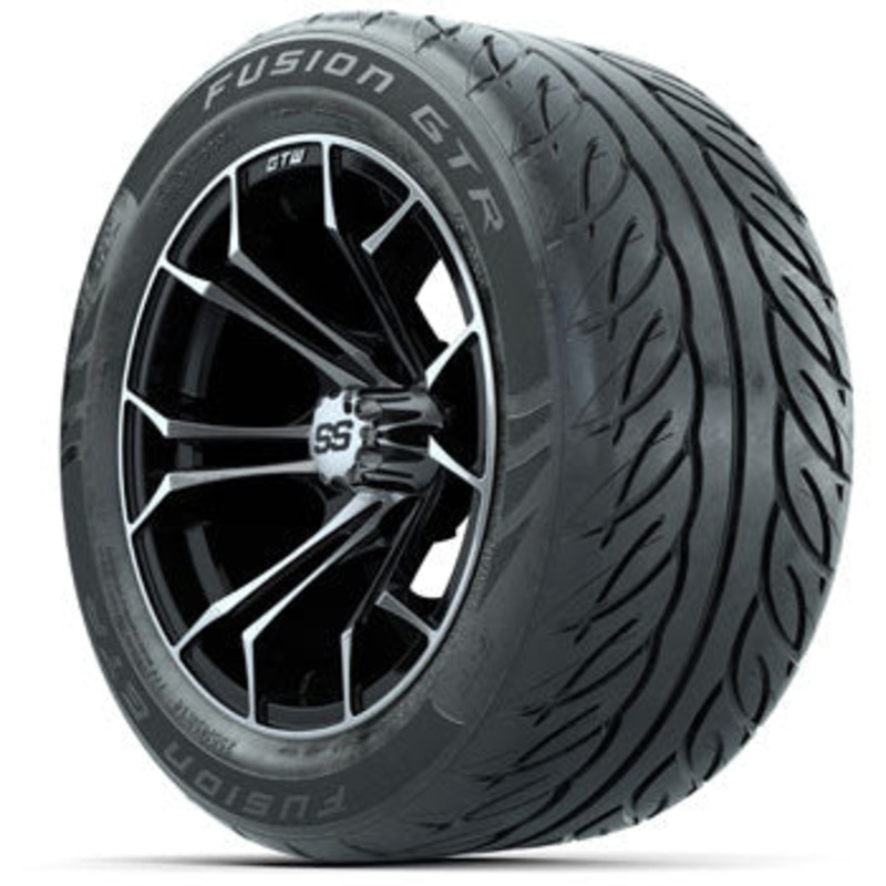 GTW Machined/Black Spyder 14 in Wheels with 255/45-R14 Fusion GTR Street Tires – Set of 4