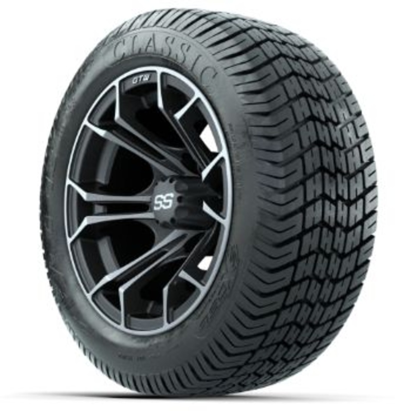 GTW Matte Machined/Gray Spyder 12 in Wheels with 215/40-12 Excel Classic Street Tires – Set of 4